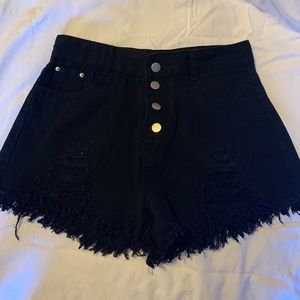 High rise black jean shorts
